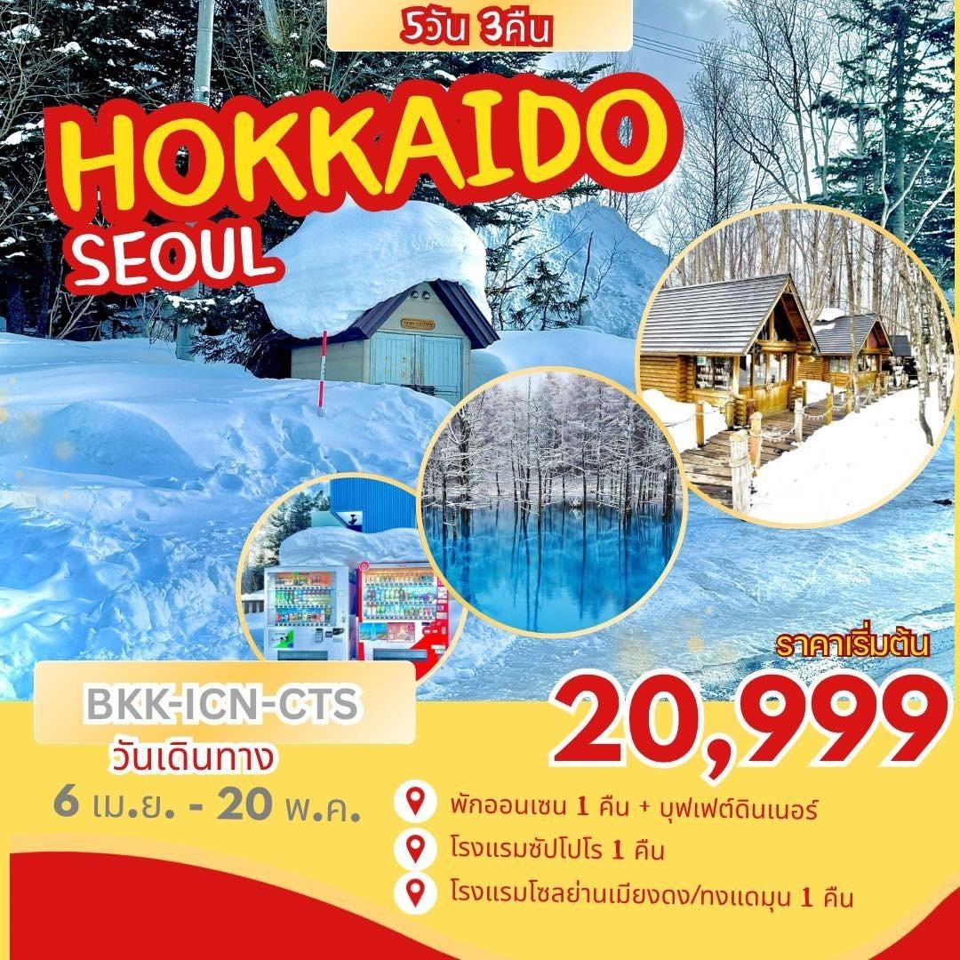 ทัวร์ญี่ปุ่น HOKKAIDO-SEOUL  5วัน 3คืน (7C)